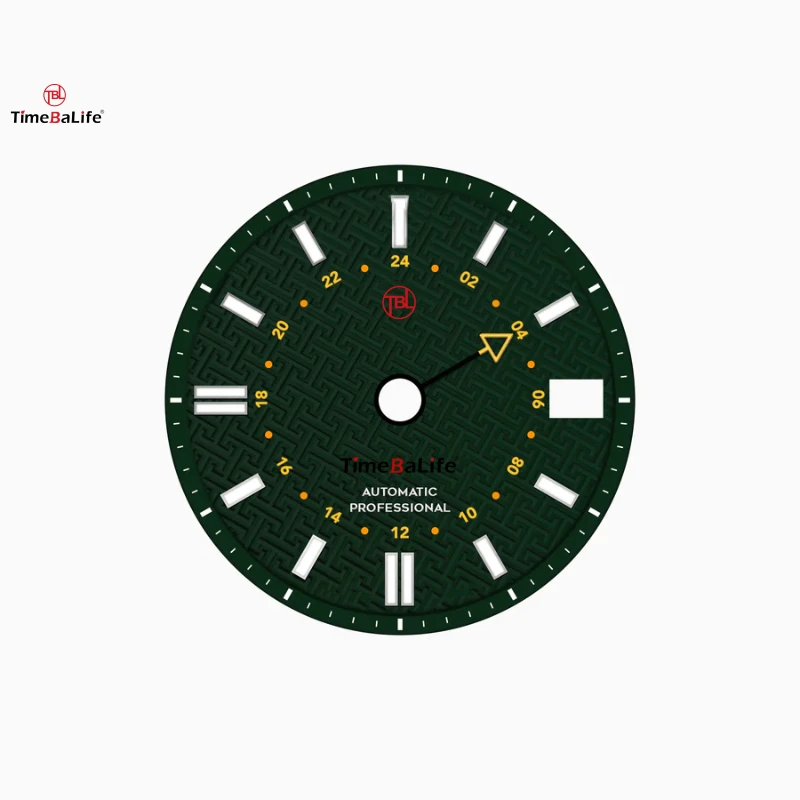 Prilagođeni zeleni uzorak dubokog pritiska GMT WATCH DIAL