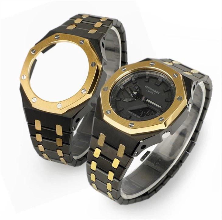 Adapt To Cassio GA-2100/2110 Farm Oak Modified AP Two-color Metal Case Strap Watch Accessories